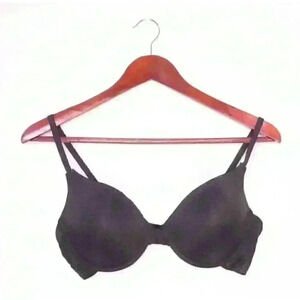 Steve Madden NWOT Underwire Logo Trim Slightly Padded Cup Black Bra Size 38 C